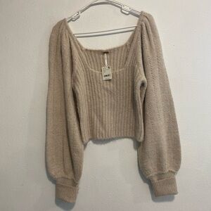 Free People Beige Knit Sweater